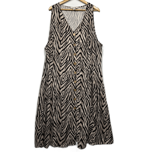 Beme Linen Maxi Dress Size 26 Multicoloured V Neck Long Length