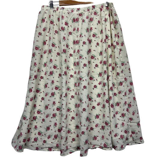 SHEIN Midi Skirt Size 16 18 Plus White Floral