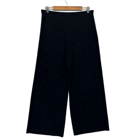 Taking Shape Wide Leg Pants Size 14 Plus Black Textured Stretch Elastic Waist