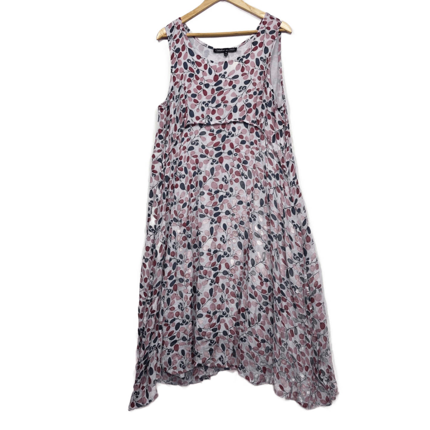 Willow Tree Maxi Dress Size 18 Sleeveless Multicoloured Lined Pockets Cotton Blend