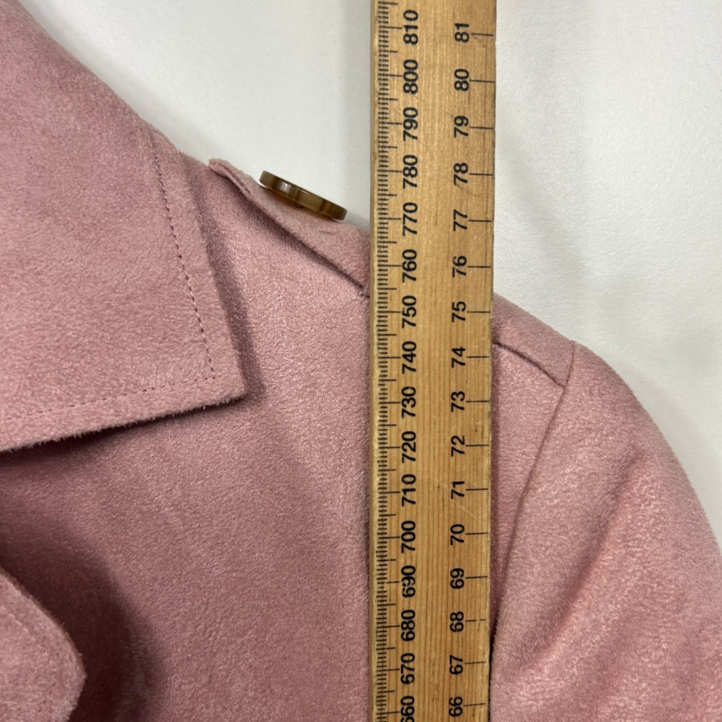 Wardrobe Pink Trench Peacoat Jacket Coat Button Closure Suede Feel Size 22