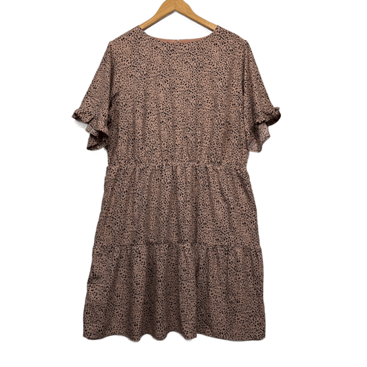 Atmos & Here Dress Size 20 Biege Short Sleeve Midi Length Lined