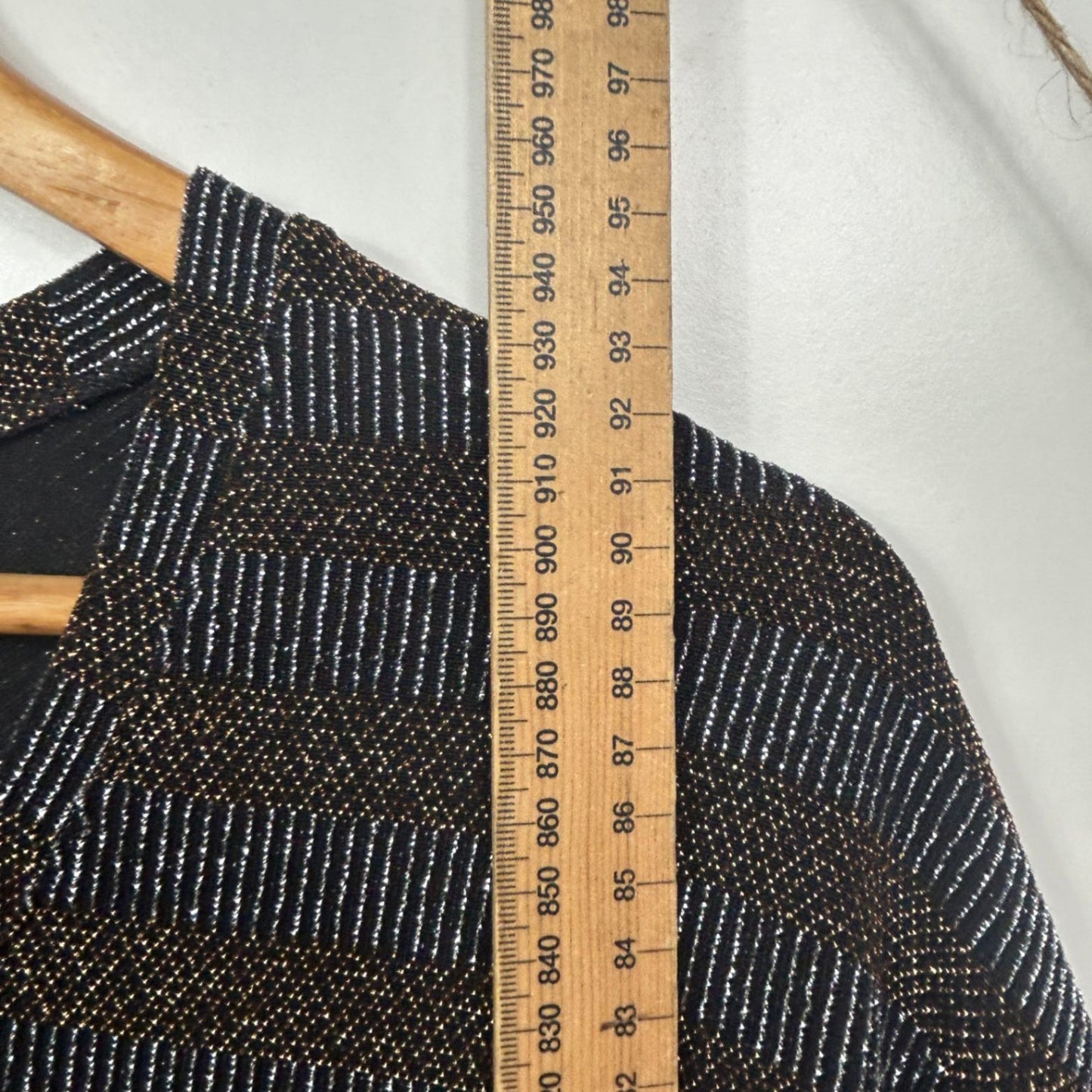 Biba Black Gold Cocktail Dress Size 16 3/4 Sleeve Metallic