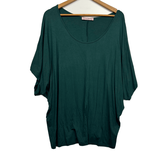 Betty Basics Batwing Top Size 22 Green Viscose Blend Short Sleeve