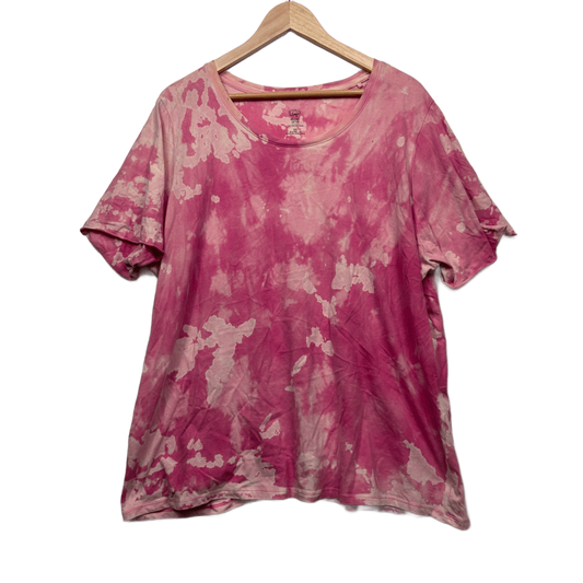 Tie Dye Pink Cotton Short Sleeve Crew Neck Casual T-Shirt Tee Size 22