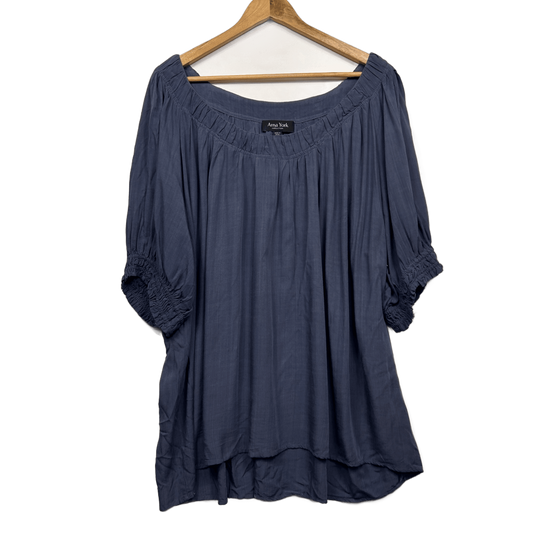 Arna York by City Chic Top Size 22 24 Blue Short Sleeve Viscose