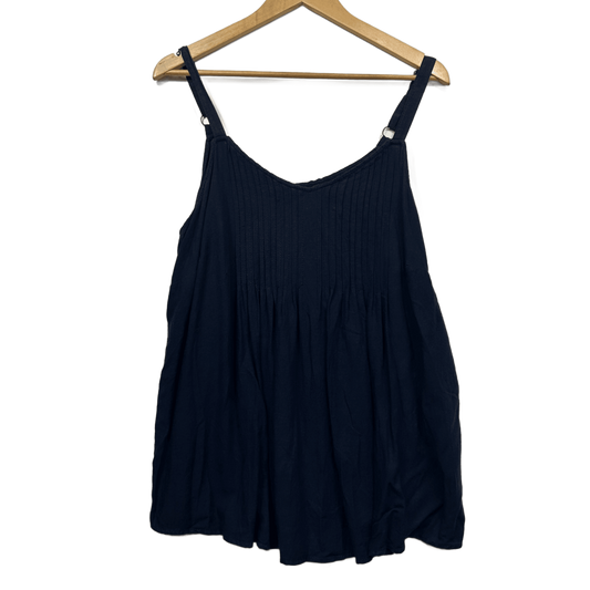 Autograph Linen Blend Singlet Top Size 18 Plus Navy