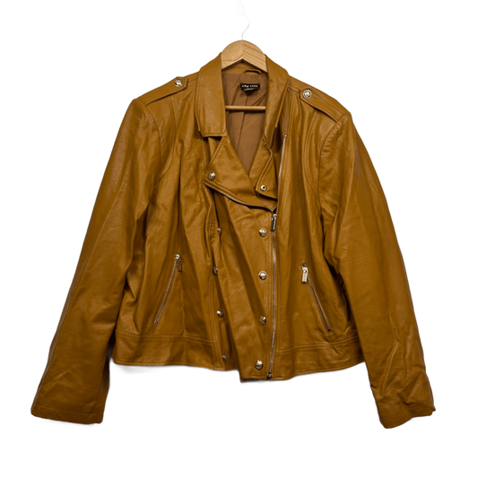 City Chic Biker Jacket Size 24 Plus Faux Leather Long Sleeve