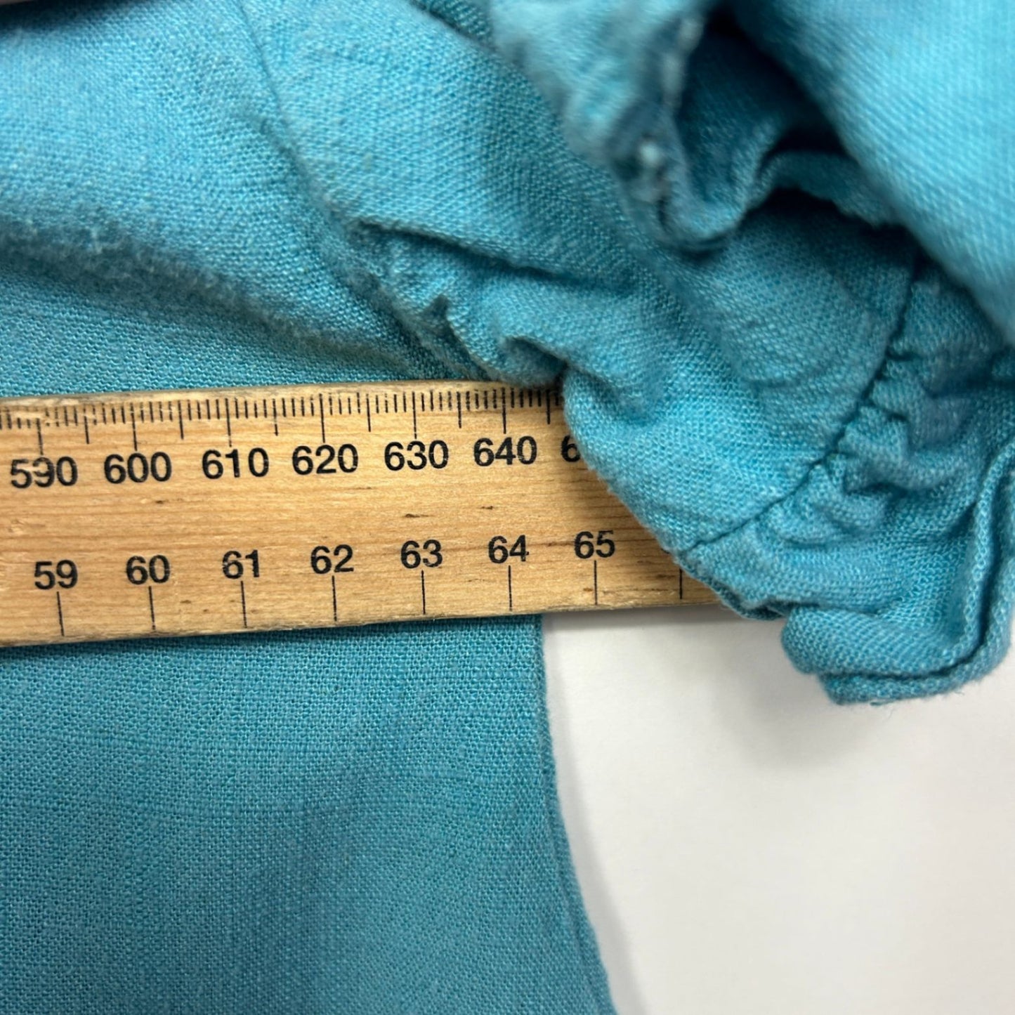 Anko Linen Top Size 16 Teal Short Sleeve Ruffle