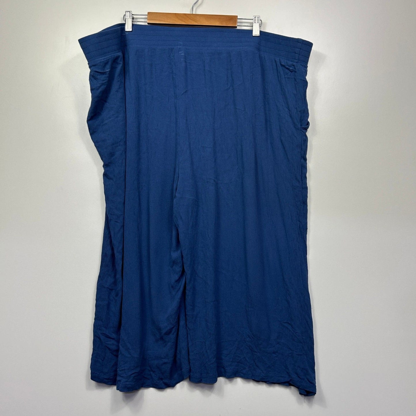 Autograph Wide Leg Cropped Pants Trousers Size 26 Blue Pockets Viscose