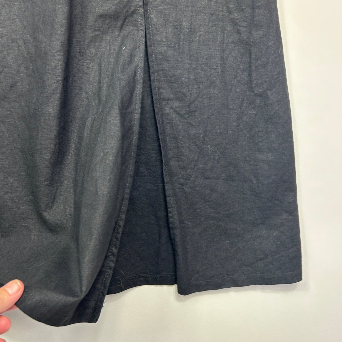 Atmos&Here Midi Skirt Size 24 Black Linen Blend A-line