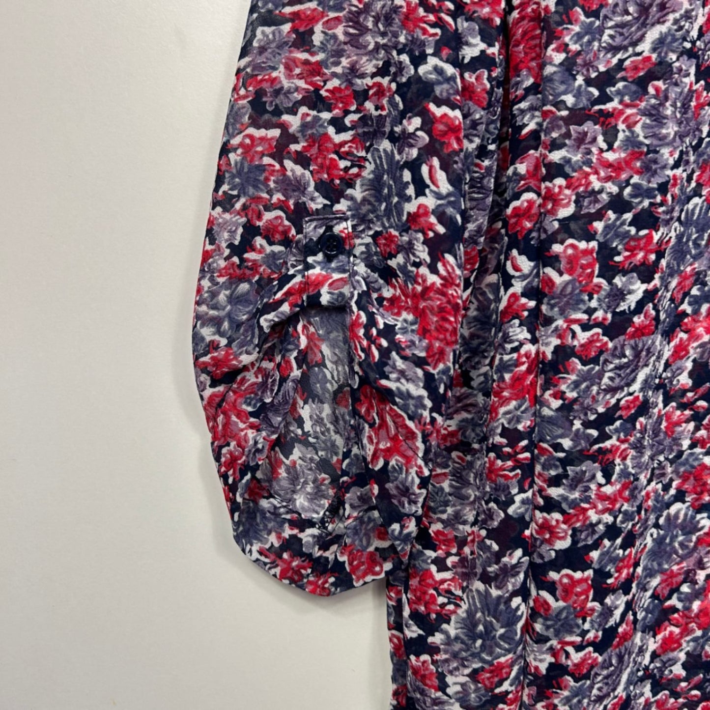 Sara Top Size 18 Multicoloured Roll Tab Long Sleeve Button Up