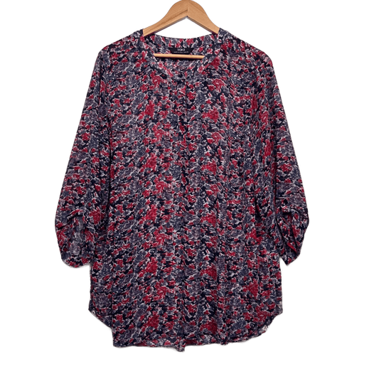Sara Top Size 18 Multicoloured Roll Tab Long Sleeve Button Up