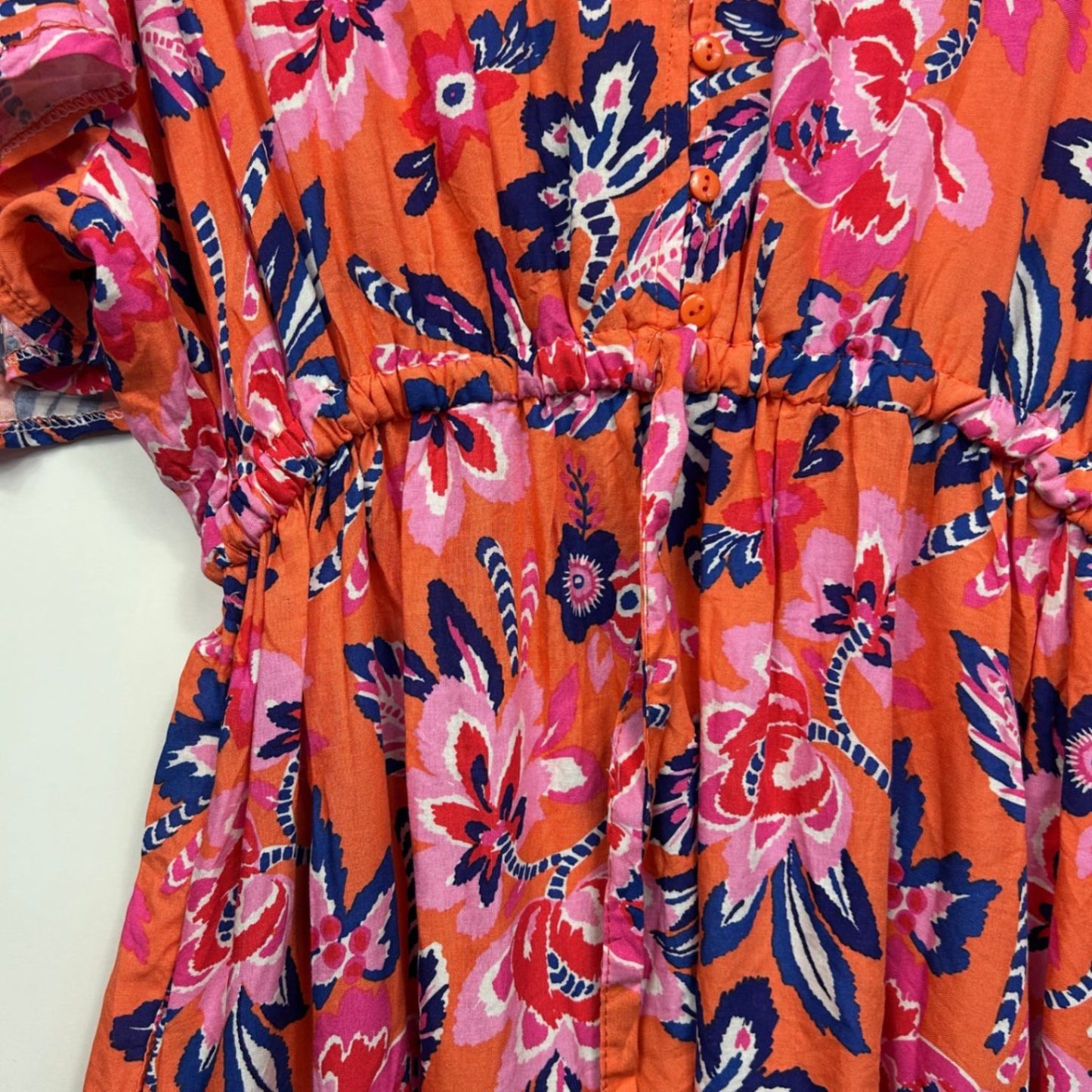 New Beme Maxi Dress Size 22 Multicoloured Short Flutter Sleeve Midi Length Pockets