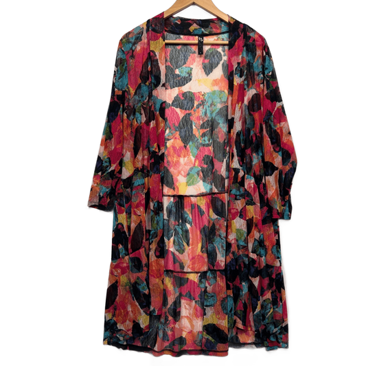 Taking Shape Kimono Duster Jacket LongLine Size 16 Small Plus Multicoloured Open Front
