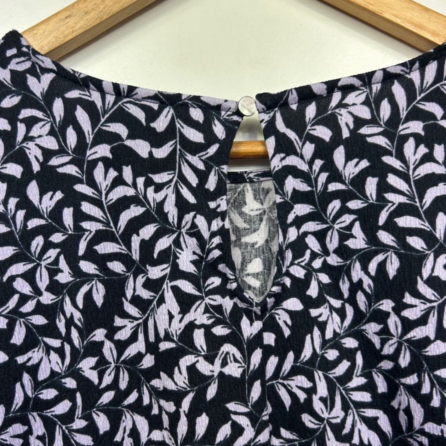 Sussan Black Purple Long Sleeve Crew Neck Top Size 14 Large