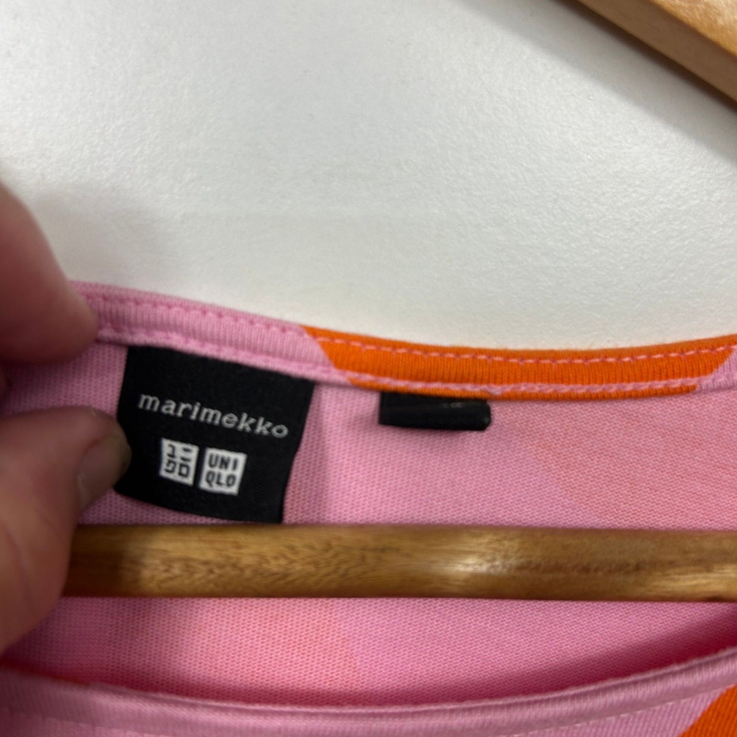 Marimekko x Uniqlo Orange Pink Cotton Short Sleeve Boxy Top Size 14 16 XL