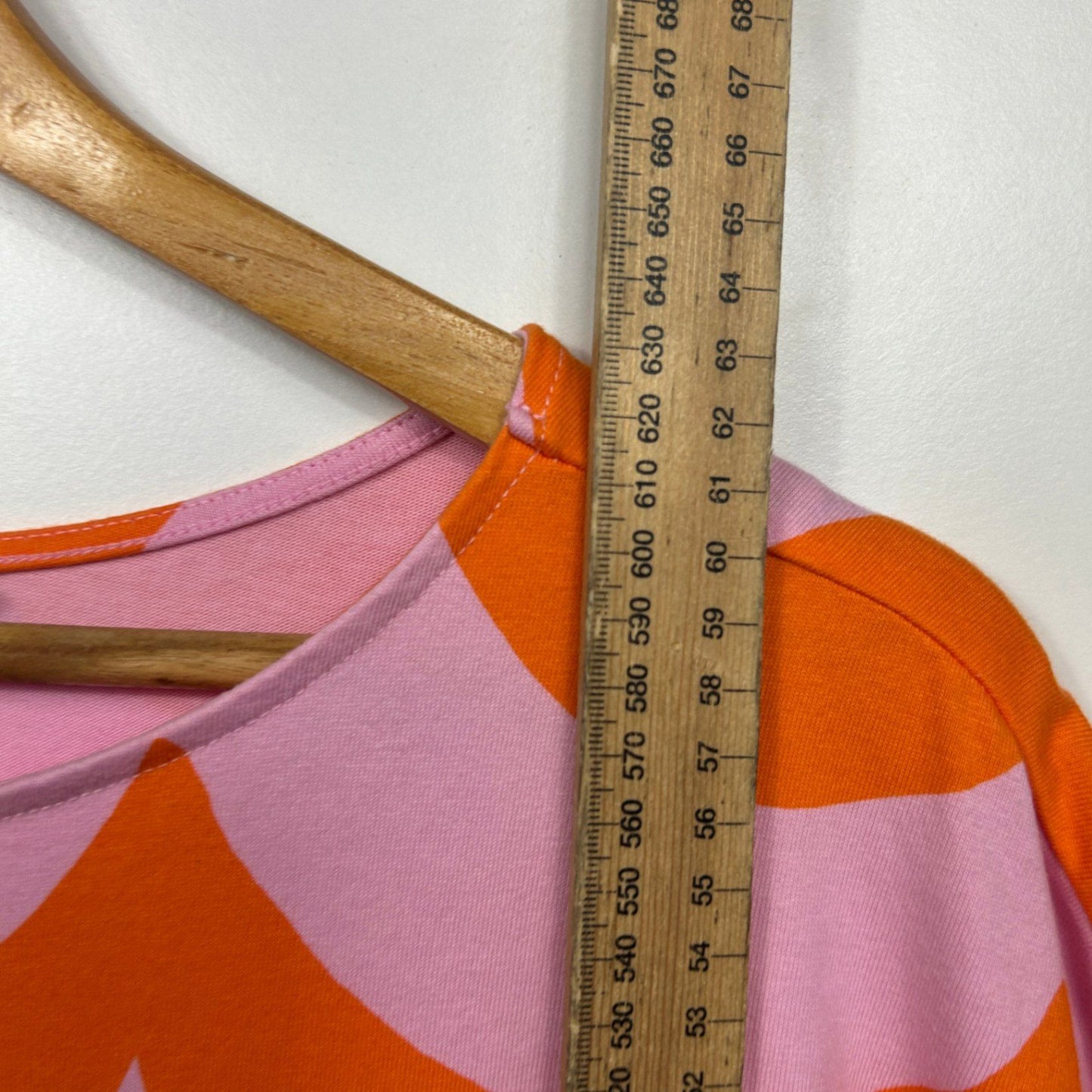 Marimekko x Uniqlo Orange Pink Cotton Short Sleeve Boxy Top Size 14 16 XL