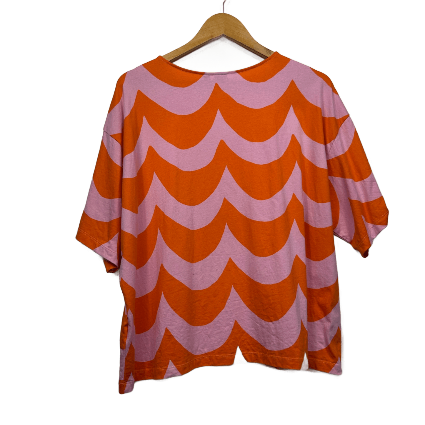 Marimekko x Uniqlo Orange Pink Cotton Short Sleeve Boxy Top Size 14 16 XL