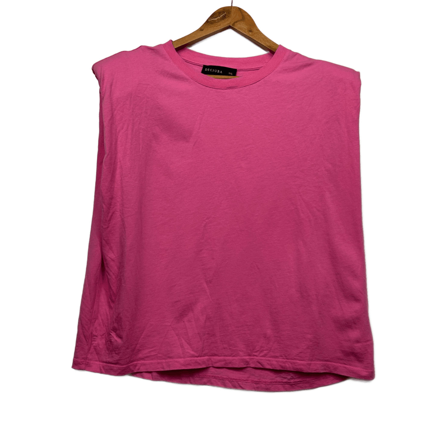 Decjuba Emery Shoulder Pad Tank Top Pink Sleeveless T-Shirt Size 16 XXL