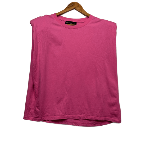 Decjuba Emery Shoulder Pad Tank Top Pink Sleeveless T-Shirt Size 16 XXL