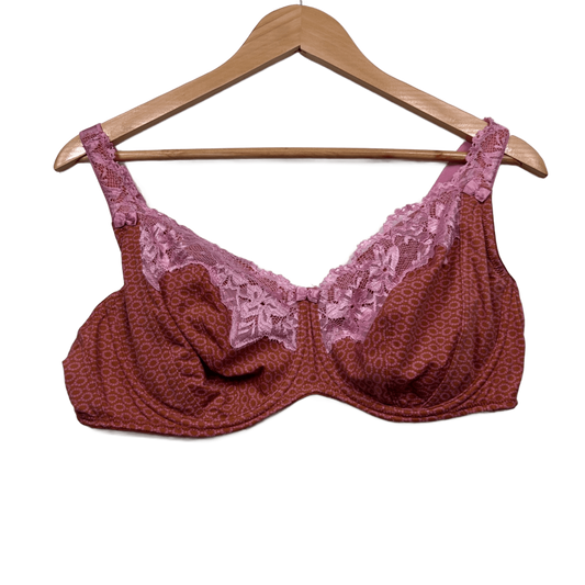 Bras n Things Full Cup Underwire Lace Trim Bra 22D Pink