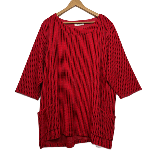 Virtuelle Long Sleeve Tunic Top Red Black Pockets Size 20 Plus Large