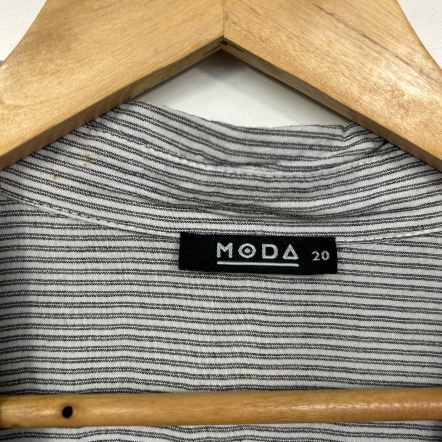 MODA Black White Stripe Cotton Roll Tab Sleeve Top Blouse Striped Size 20