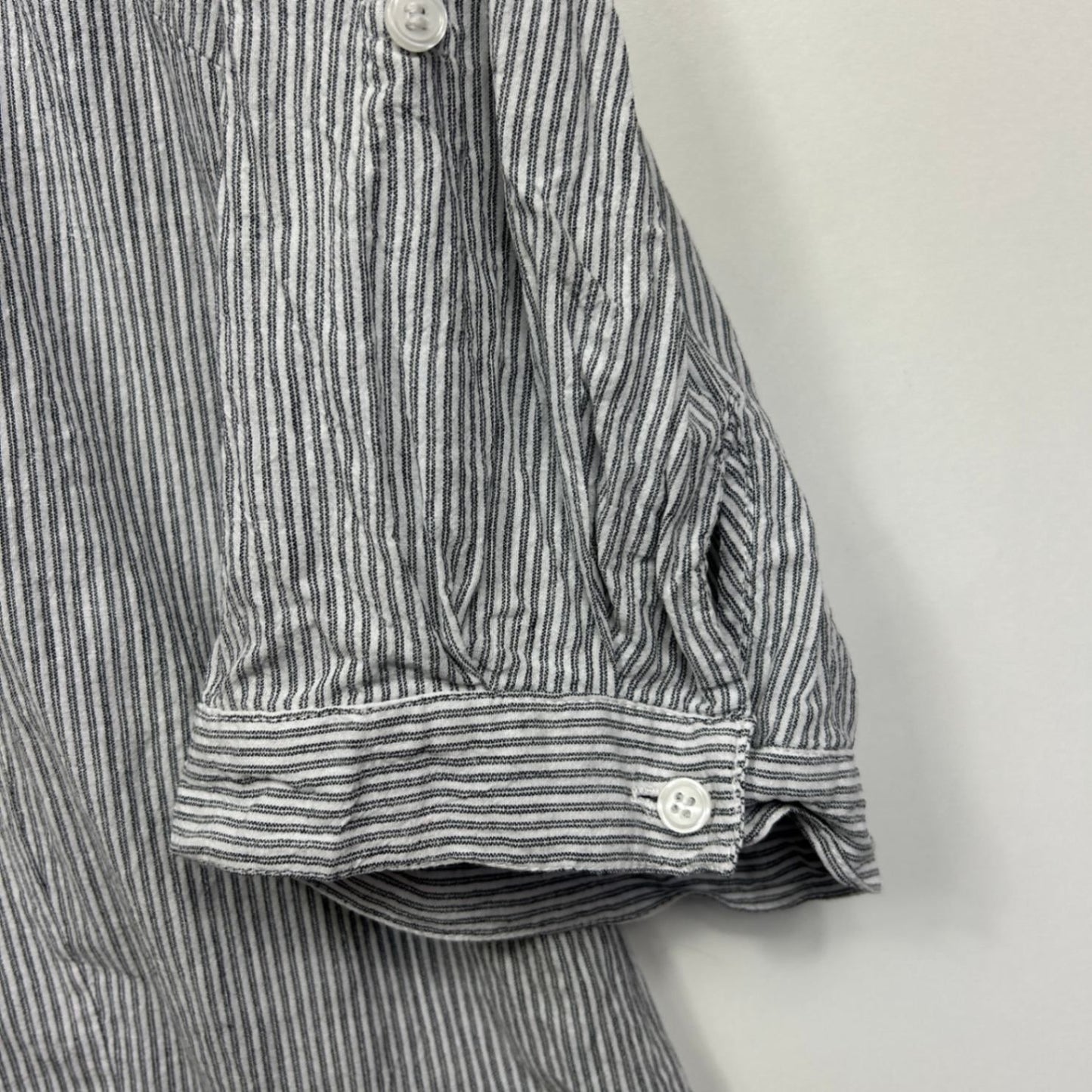 MODA Black White Stripe Cotton Roll Tab Sleeve Top Blouse Striped Size 20