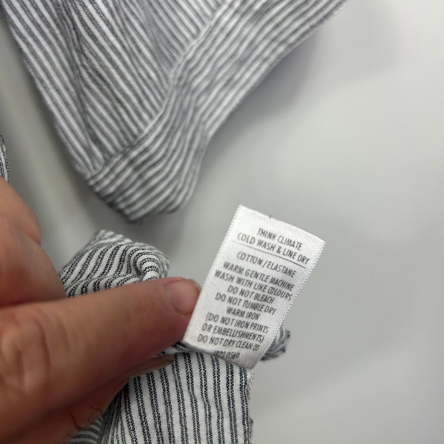 MODA Black White Stripe Cotton Roll Tab Sleeve Top Blouse Striped Size 20