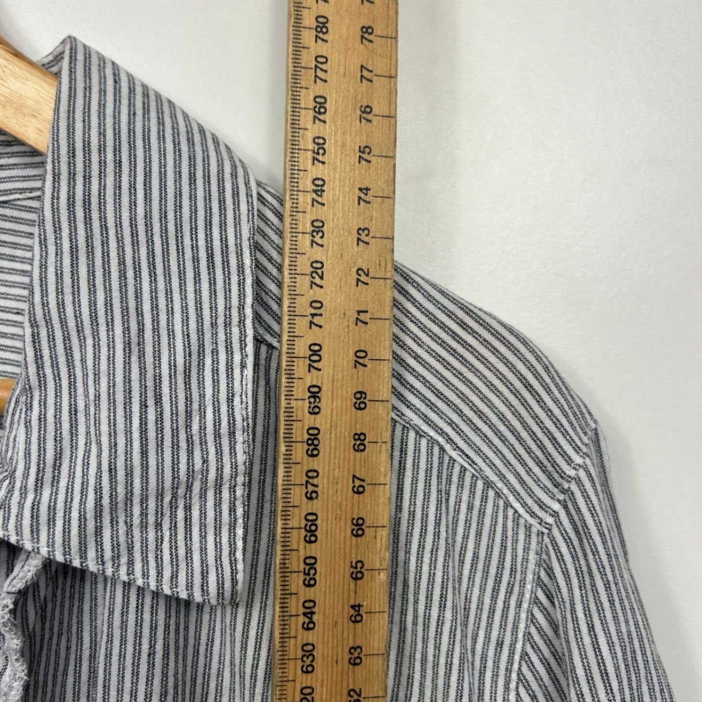 MODA Black White Stripe Cotton Roll Tab Sleeve Top Blouse Striped Size 20