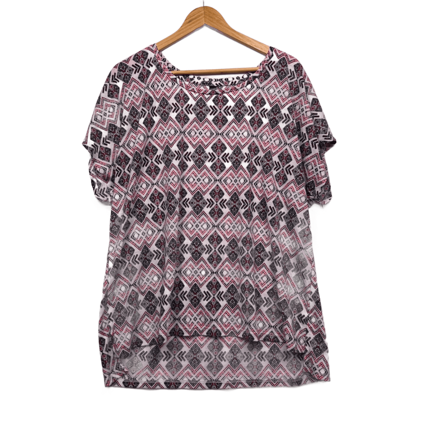 edited Top Pink Black Short Sleeve Blouse Size Plus 20