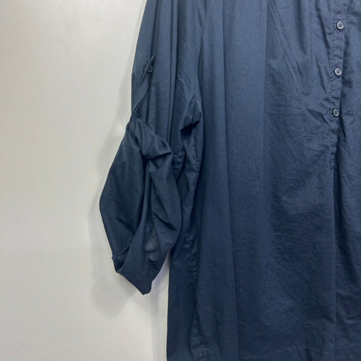Autograph Tunic Top Size 20 Navy Blue Cotton Roll Tab Sleeve