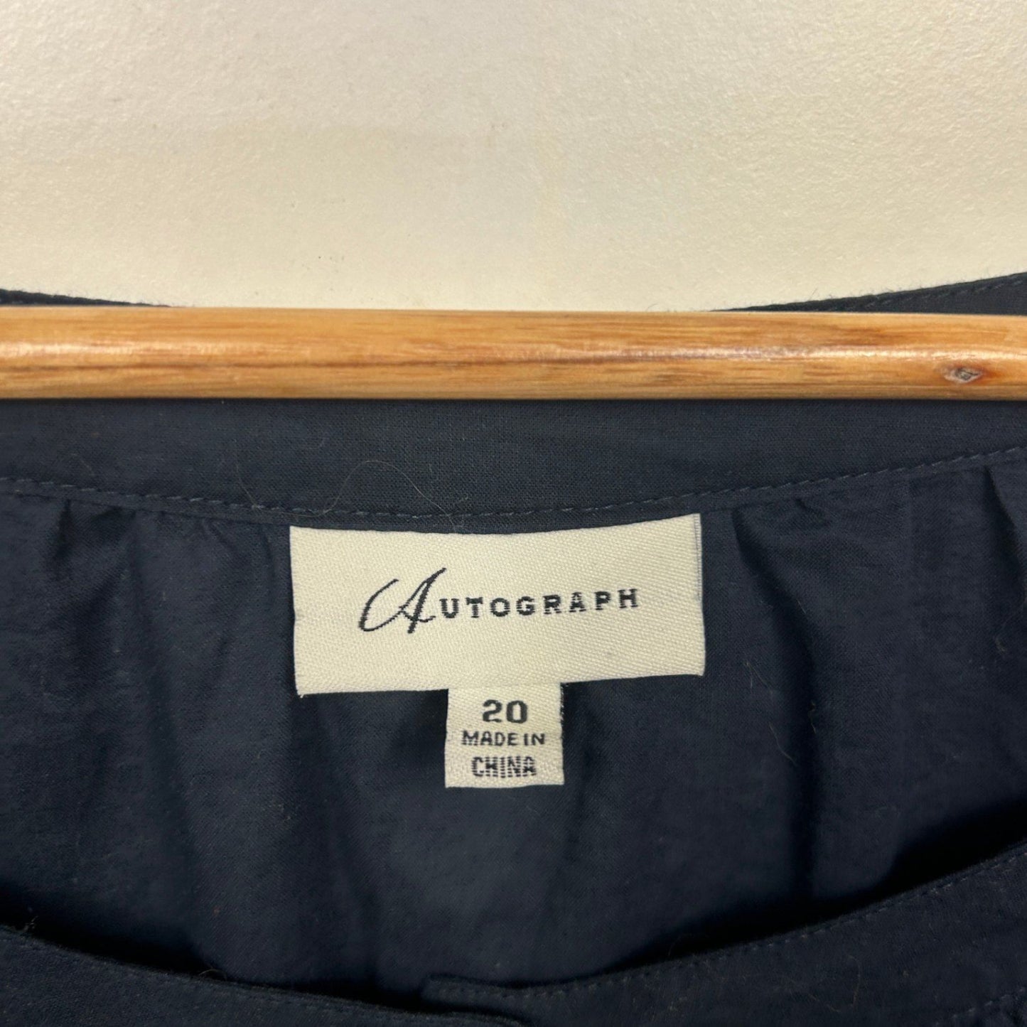 Autograph Tunic Top Size 20 Navy Blue Cotton Roll Tab Sleeve