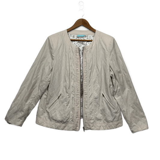 Blue Illusion Jacket Size 16 18 3XL Beige Lightweight Jacket Zip Front Pockets