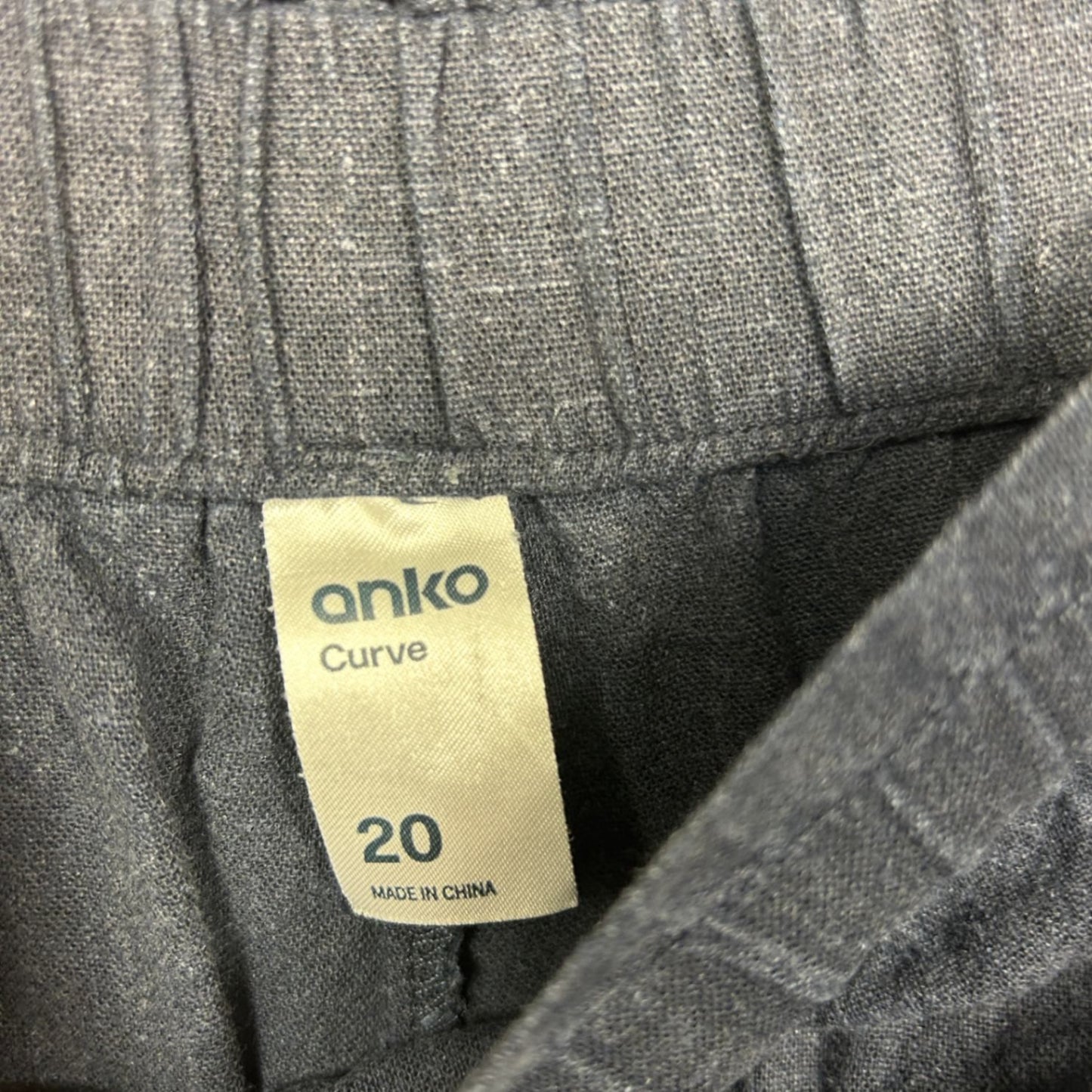 Anko Curves Pants Size 20 Navy Linen Blend Pockets Cropped Trousers