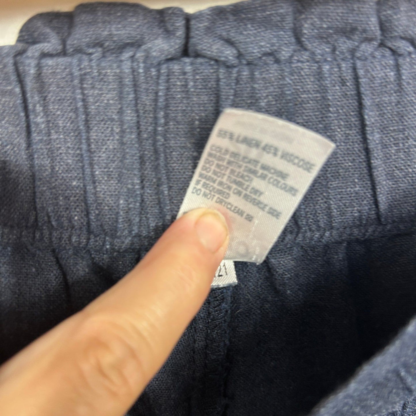 Anko Curves Pants Size 20 Navy Linen Blend Pockets Cropped Trousers