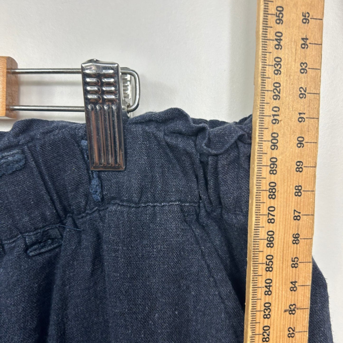 Anko Curves Pants Size 20 Navy Linen Blend Pockets Cropped Trousers