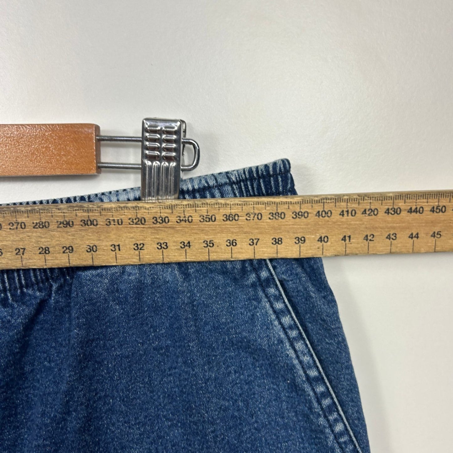 Black Pepper Pants SIze 16 Blue Elastic Waist Denim Tapered Pockets Pull On
