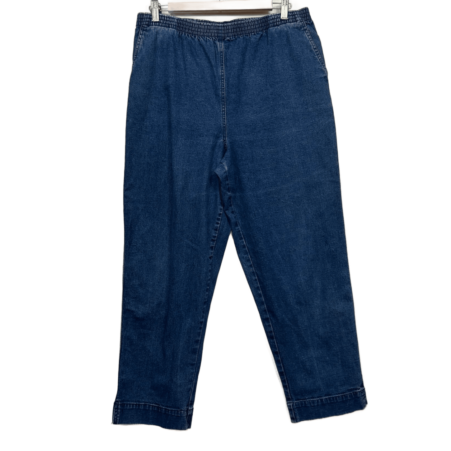Black Pepper Pants SIze 16 Blue Elastic Waist Denim Tapered Pockets Pull On