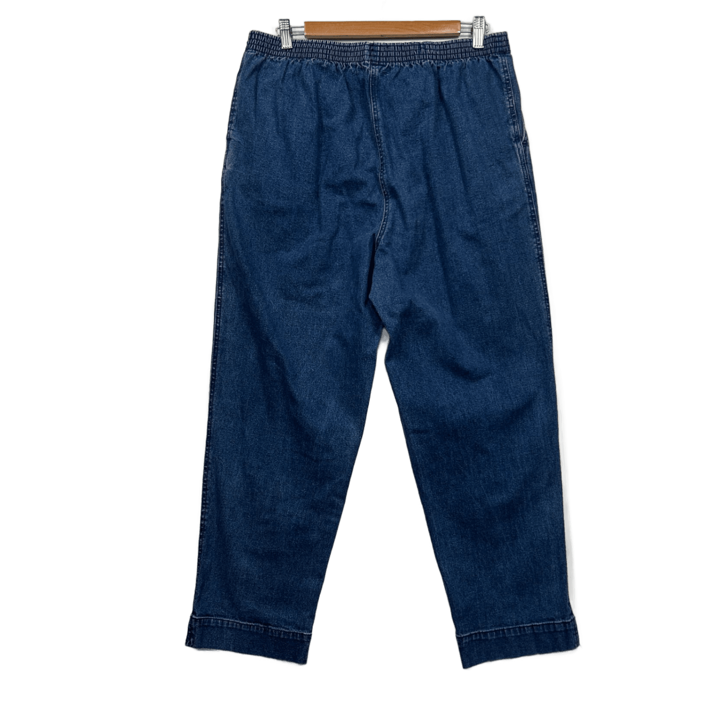 Black Pepper Pants SIze 16 Blue Elastic Waist Denim Tapered Pockets Pull On