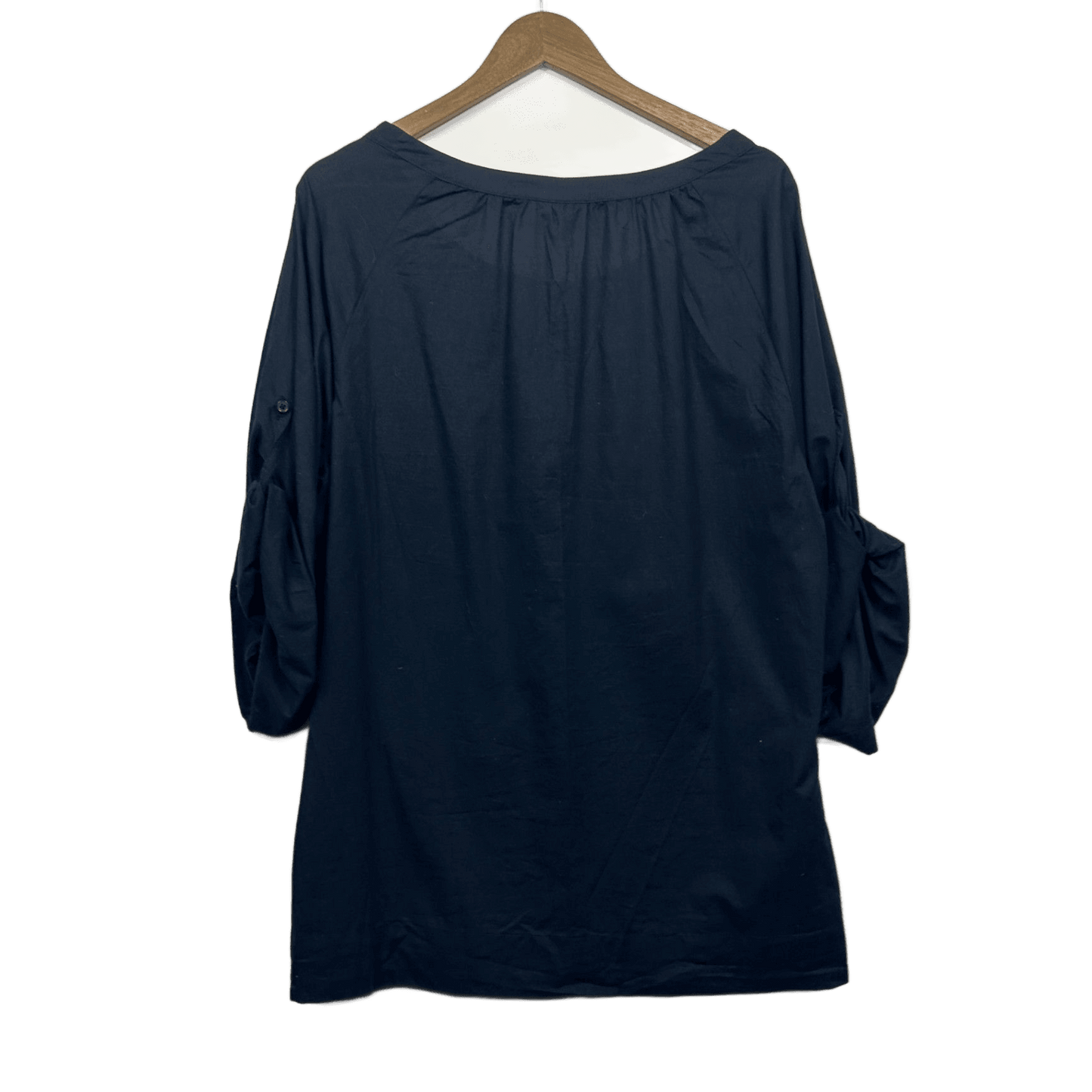 Autograph Tunic Top Size 20 Navy Blue Cotton Roll Tab Sleeve