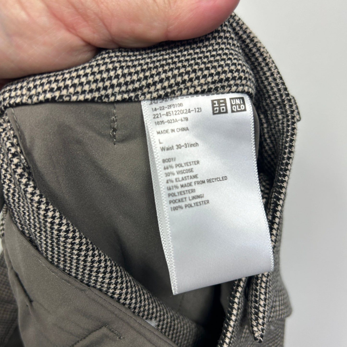 UNIQLO Pants Size 14 Large Houndstooth Check Pockets Zip Fly *Altered