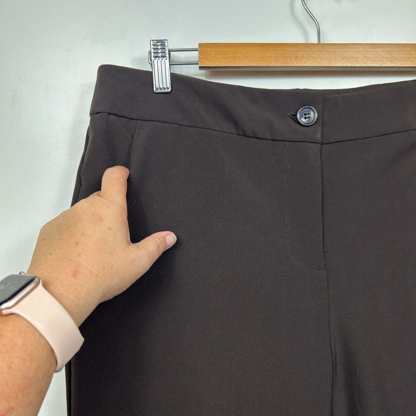 New Millers Chocolate Brown Straight Trousers Pants Size 14 Short Length