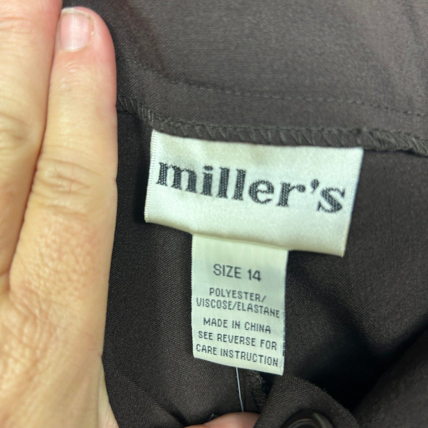 New Millers Chocolate Brown Straight Trousers Pants Size 14 Short Length