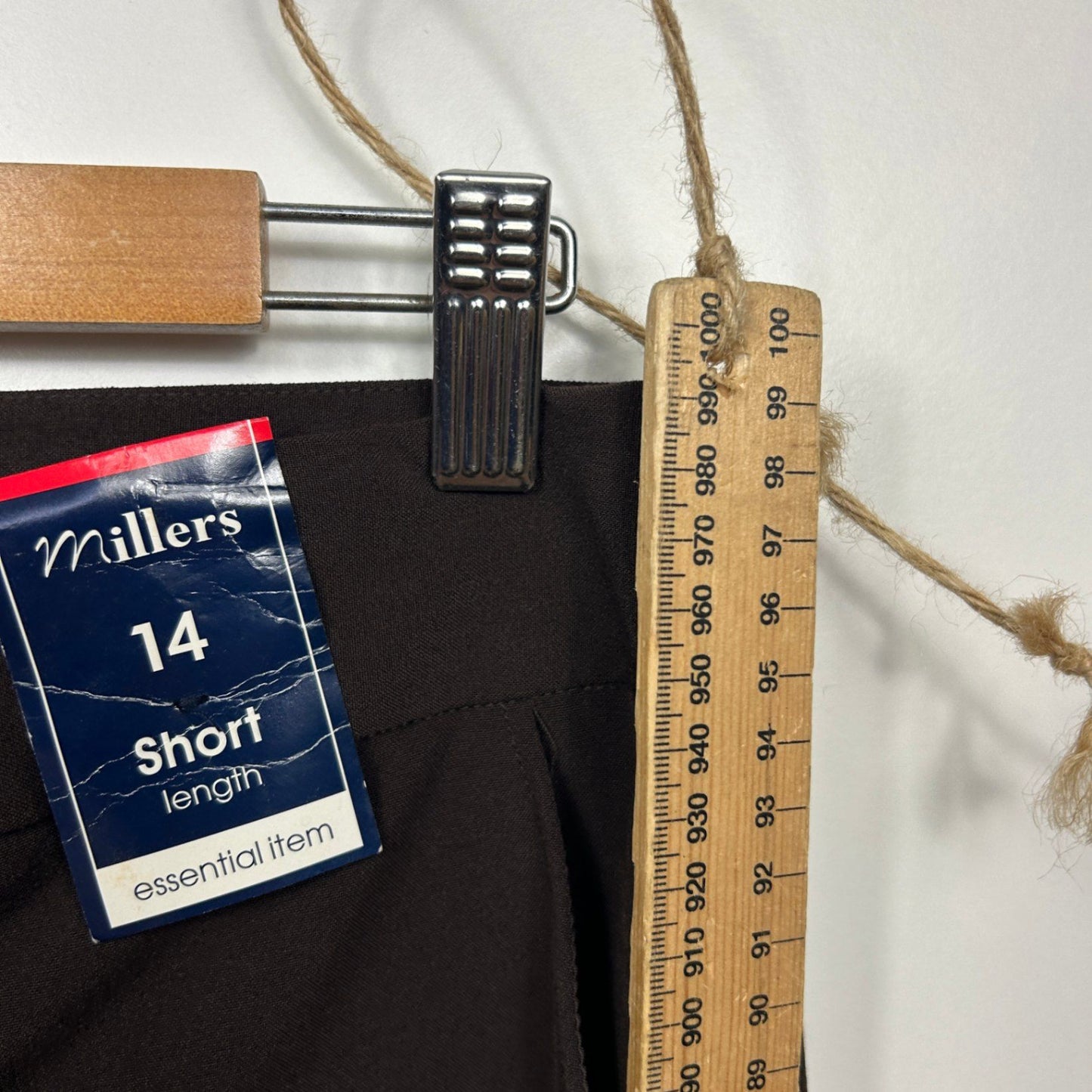 New Millers Chocolate Brown Straight Trousers Pants Size 14 Short Length