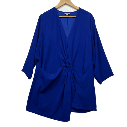 Refinity City Chic Tunic Top Size 20 Purple/Blue Long Sleeve Waist Twist