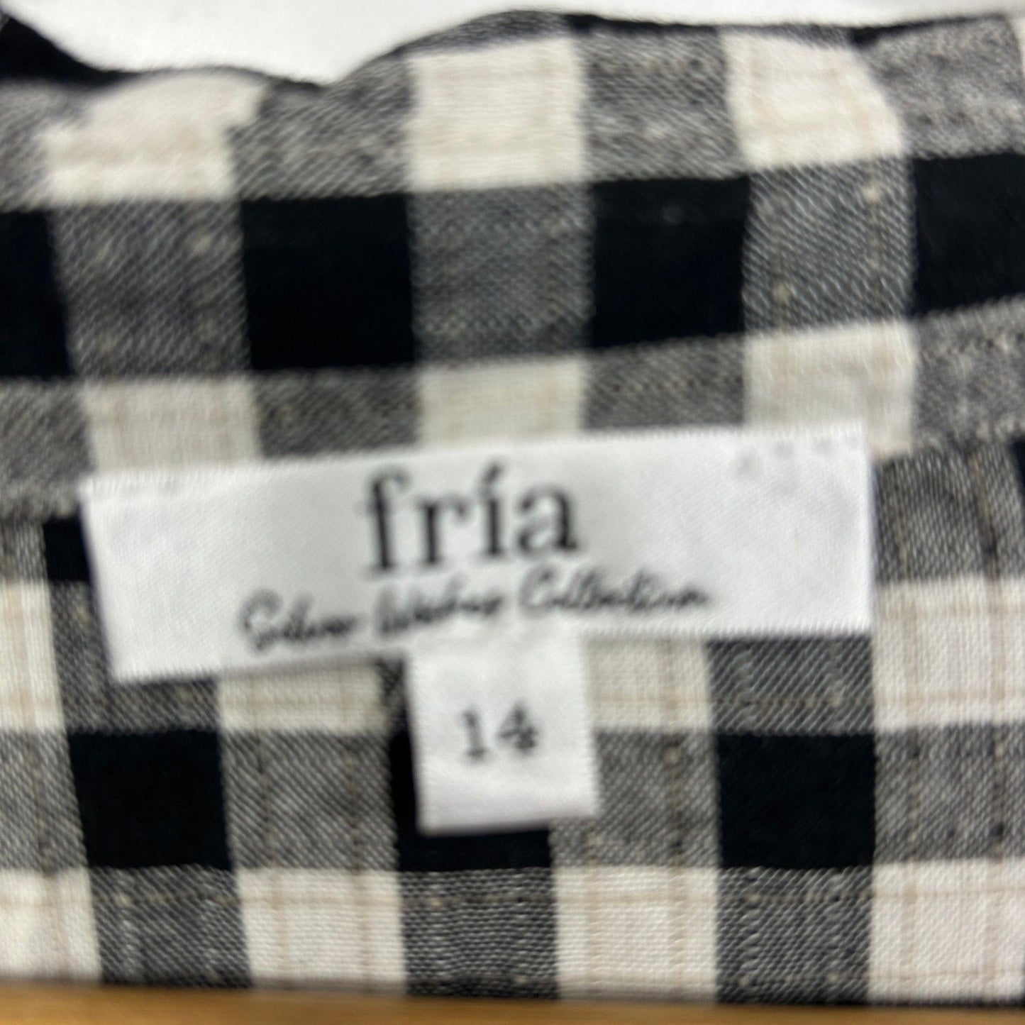 Silver Wishes Linen Blend Gingham Check Shirt Shift Dress Size 14 Black & White