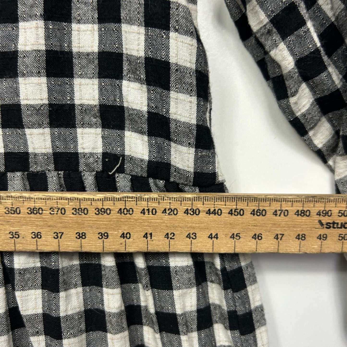 Silver Wishes Linen Blend Gingham Check Shirt Shift Dress Size 14 Black & White