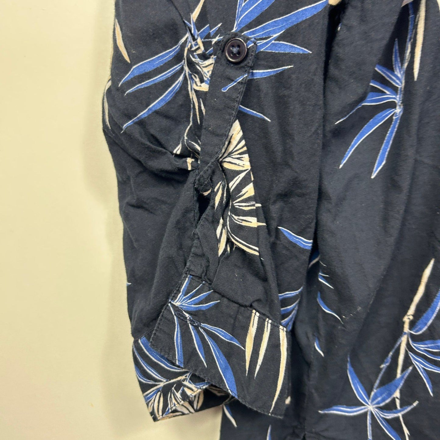 Autograph Top Blouse Size 24 26 Blue Long Sleeve Floral Button Up Roll Tab Sleeve Pleated